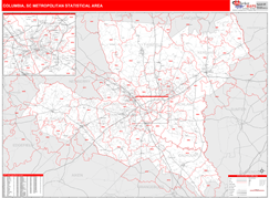 Columbia Metro Area Digital Map Red Line Style