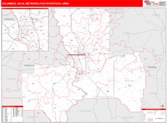 Columbus Metro Area Digital Map Red Line Style