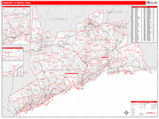 Danbury Metro Area Digital Map Red Line Style