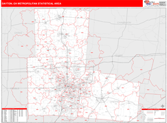 Dayton Metro Area Digital Map Red Line Style