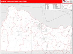 Decatur Metro Area Digital Map Red Line Style