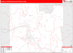 Elmira Metro Area Digital Map Red Line Style