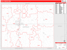 Enid Metro Area Digital Map Red Line Style