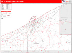 Erie Metro Area Digital Map Red Line Style