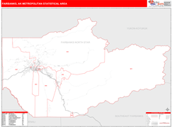 Fairbanks Metro Area Digital Map Red Line Style