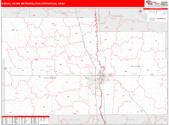 Fargo Metro Area Digital Map Red Line Style