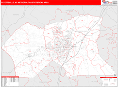 Fayetteville Metro Area Digital Map Red Line Style