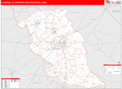 Florence Metro Area Digital Map Red Line Style