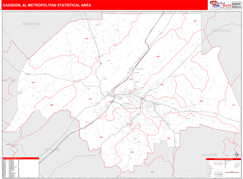 Gadsden Metro Area Digital Map Red Line Style