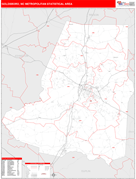 Goldsboro Metro Area Digital Map Red Line Style