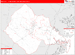 Hinesville Metro Area Digital Map Red Line Style