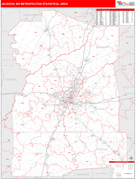 Jackson Metro Area Digital Map Red Line Style