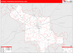 Jackson Metro Area Digital Map Red Line Style