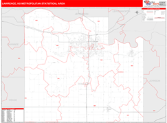 Lawrence Metro Area Digital Map Red Line Style
