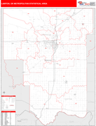 Lawton Metro Area Digital Map Red Line Style