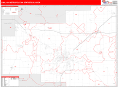 Lima Metro Area Digital Map Red Line Style