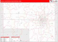 Lincoln Metro Area Digital Map Red Line Style