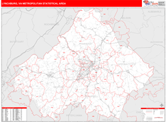 Lynchburg Metro Area Digital Map Red Line Style