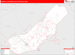Madera Metro Area Digital Map Red Line Style