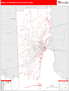 Mobile Metro Area Digital Map Red Line Style