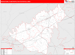 Morristown Metro Area Digital Map Red Line Style