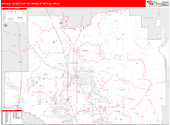 Ocala Metro Area Digital Map Red Line Style