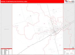 Odessa Metro Area Digital Map Red Line Style