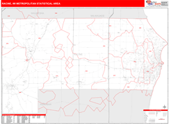 Racine Metro Area Digital Map Red Line Style