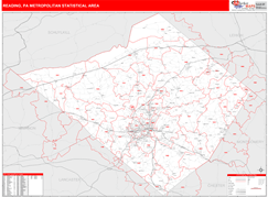 Reading Metro Area Digital Map Red Line Style