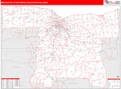 Rochester Metro Area Digital Map Red Line Style