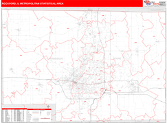 Rockford Metro Area Digital Map Red Line Style