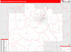 Saginaw Metro Area Digital Map Red Line Style