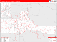 Salem Metro Area Digital Map Red Line Style