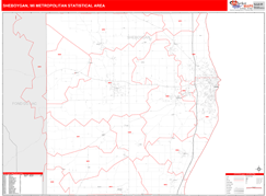 Sheboygan Metro Area Digital Map Red Line Style