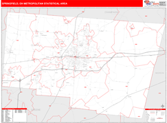 Springfield Metro Area Digital Map Red Line Style