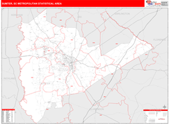 Sumter Metro Area Digital Map Red Line Style