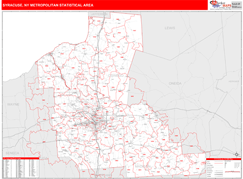 Syracuse Metro Area Digital Map Red Line Style