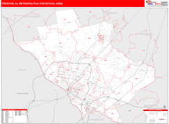 Trenton Metro Area Digital Map Red Line Style