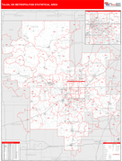 Tulsa Metro Area Digital Map Red Line Style