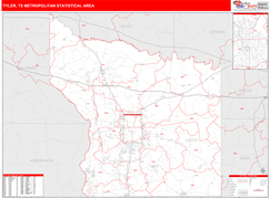 Tyler Metro Area Digital Map Red Line Style