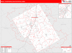 Waco Metro Area Digital Map Red Line Style