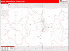 Wausau Metro Area Digital Map Red Line Style