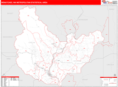 Wenatchee Metro Area Digital Map Red Line Style