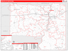 Wheeling Metro Area Digital Map Red Line Style