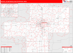 Wichita Metro Area Digital Map Red Line Style