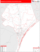 Wilmington Metro Area Digital Map Red Line Style