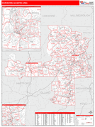 Worcester Metro Area Digital Map Red Line Style