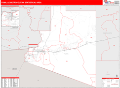 Yuma Metro Area Digital Map Red Line Style