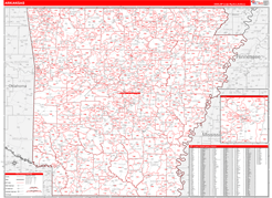 Arkansas Digital Map Red Line Style