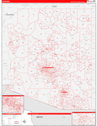 Arizona Digital Map Red Line Style